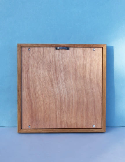 Tableau 25cm résine epoxy effet eau et bulles d'air cadre en chêne